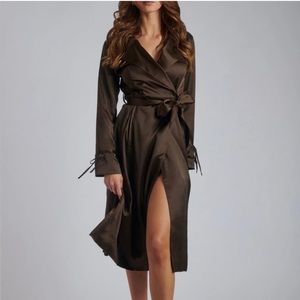 Meshki Coats & Jackets | Womens Oakley  Satin Duster Coat Chocolate